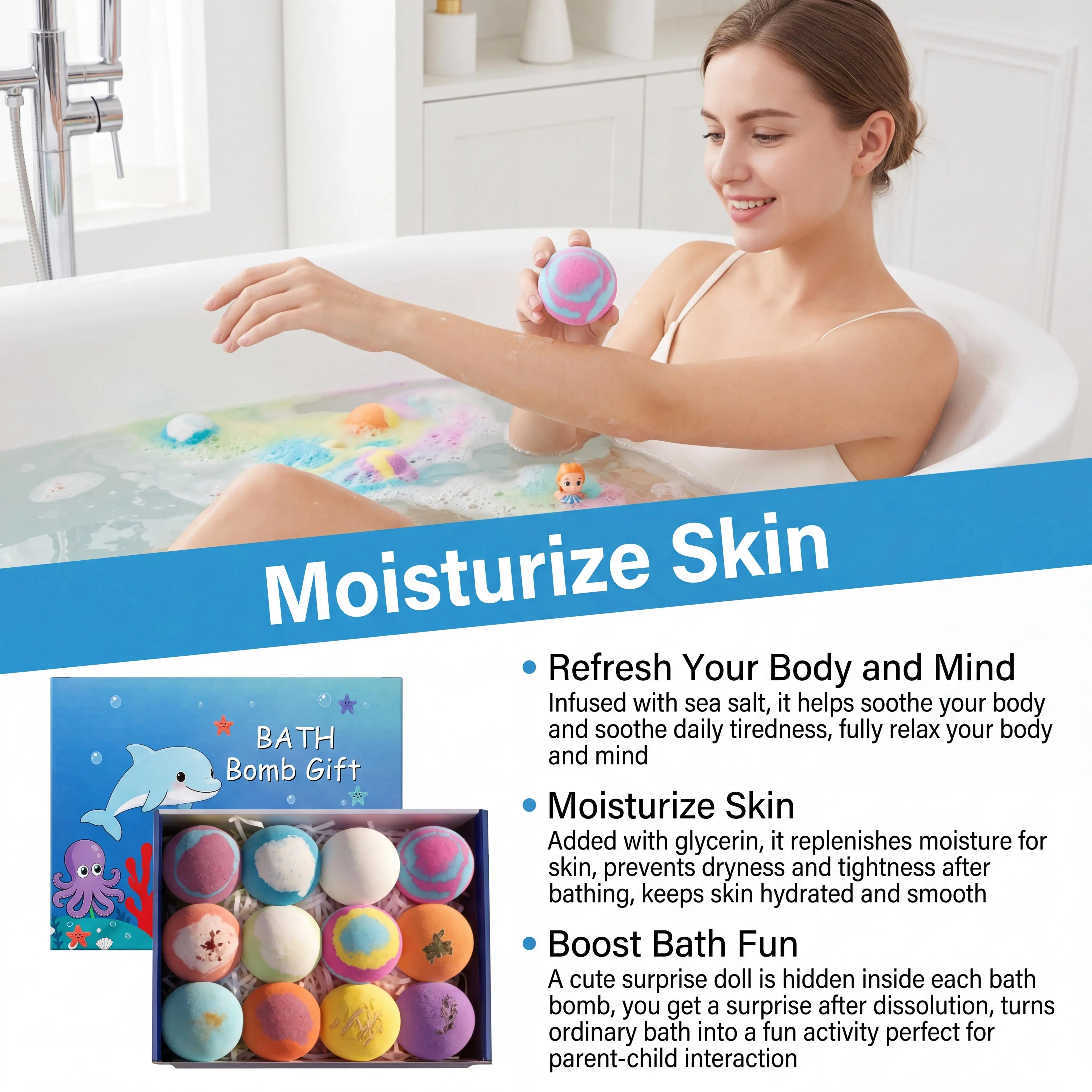 Kids Bath Bombs Set Inside Hidden Surprise Toys Colorful Bubble Bath Balls Relaxing Ideal Children's Day & Birthday Gift Combo view 6