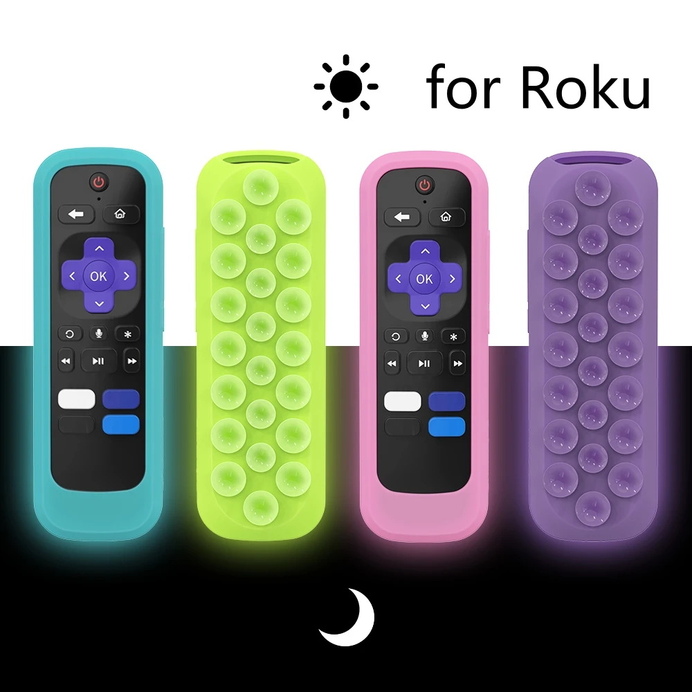 Housse de protection en Silicone pour télécommande Roku TV TCL HISENSE Express Streaming Stick 4K Premiere Streambar télécommande avec ventouse Housse de protection en Silicone pour télécommande Roku TV TCL HISENSE Express Streaming Stick 4K Premiere Streambar télécommande avec ventouse