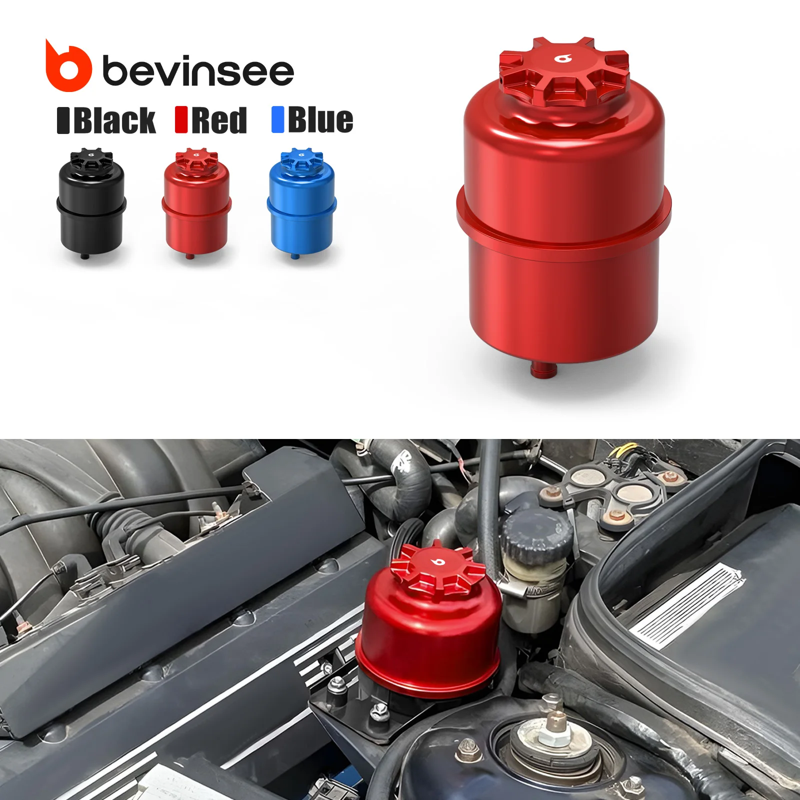 

Billet Aluminum Power Steering Reservoir for BMW E46 E90 E92 E60 E61 E82 E87 Z4,X1 E84,X3 E83,X5 E53, Replace for 32416851217