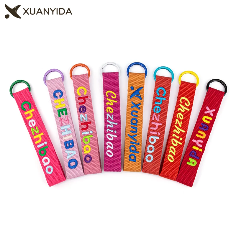 Personalized Your Text Keychain Custom Embroidery Key Chain Logo Customized Keyring Keyholder Backpack Pendant Gifts Keychains