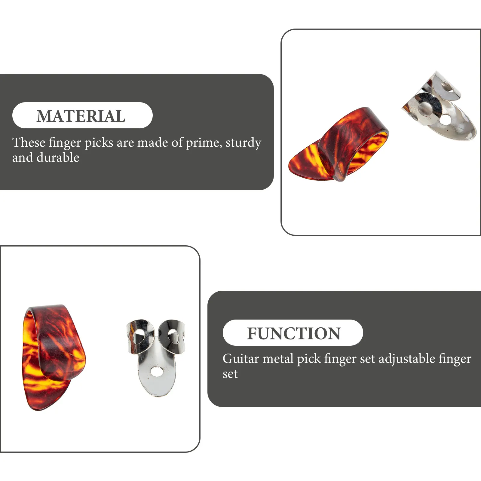 

1 set Stainless Steel Guitar Thumb and Finger Picks Reusable Comfortable Accessories for Time Practice