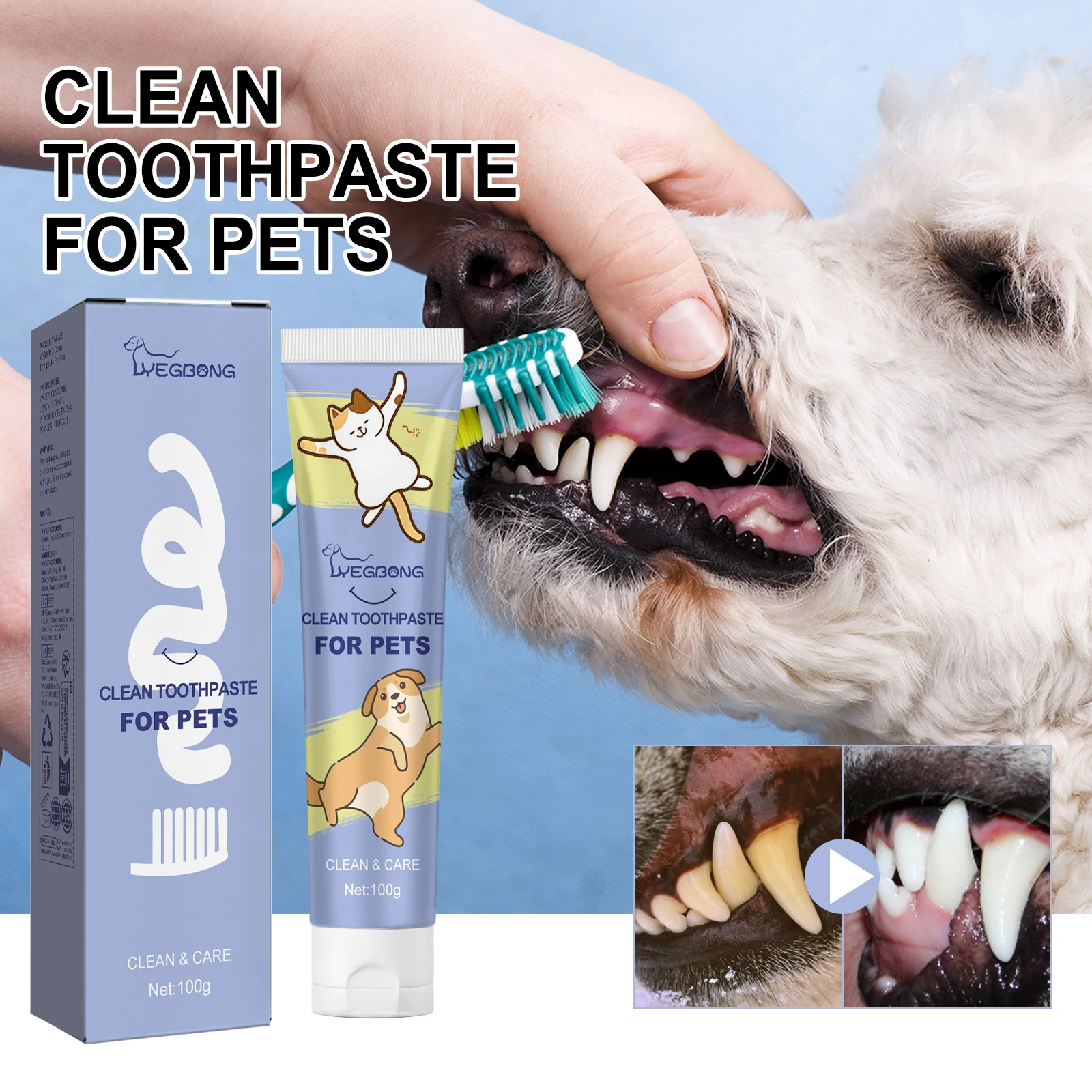 Pet Cleaning Toothpaste Cleans Pet Tartar Stains Repairs Teeth Whitens Teeth Removes Stubborn Dirt Residue Pet Teeth Oral Care