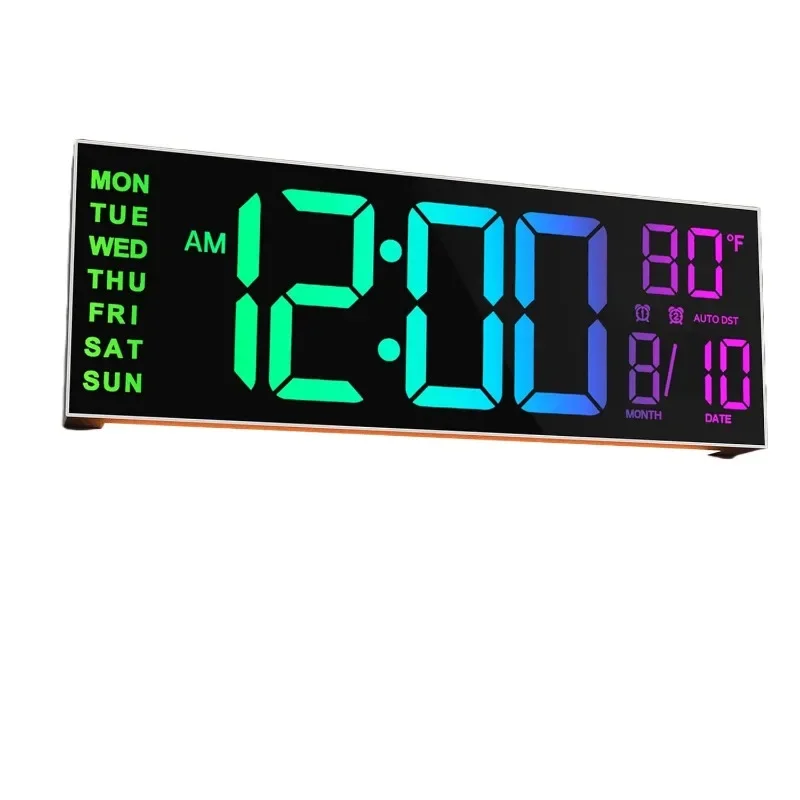 Wall Mounted Light Emitting Diode Digital Clock RGB Countdown Multifunctional Quartz Electronic Alarm Clock Smart Desk Clock