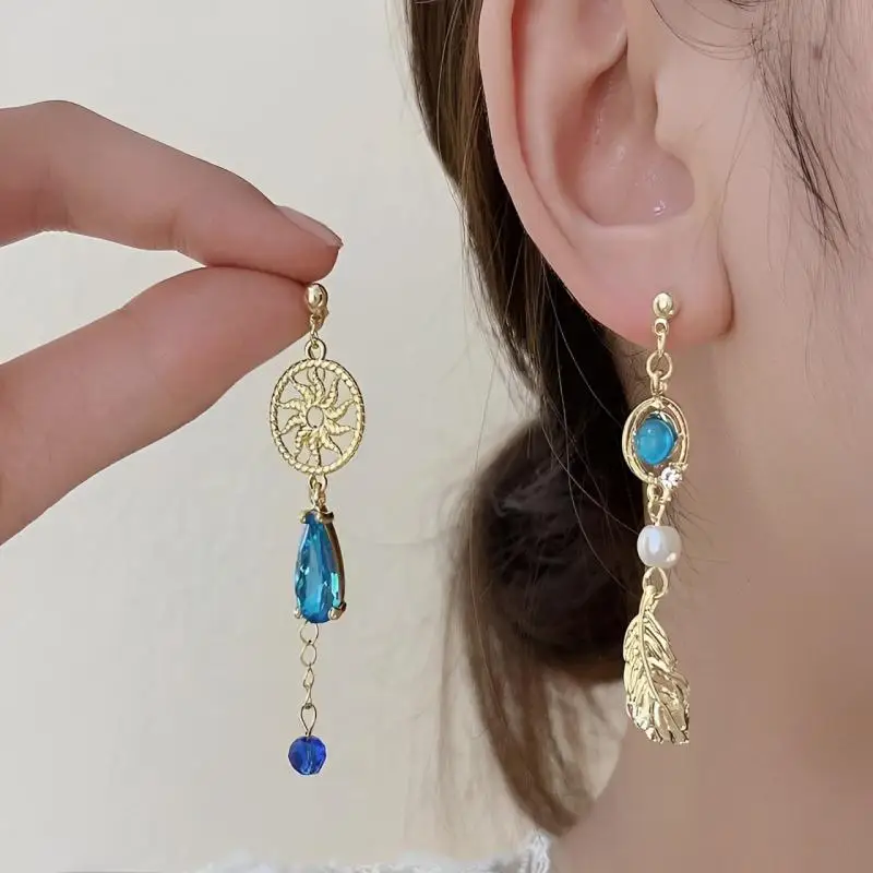 Pendiente de gota de agua con borla de hoja de cosplay, llavero asimétrico de anime, Scaramouche, Wanderer, accesorios de joyería, regalos para fanáticos