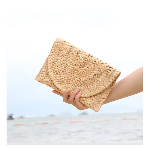 Imagen 2 del producto Bolsos de mano de paja para mujer, bolsos de playa de verano, bolsos de mano tejidos con sobre