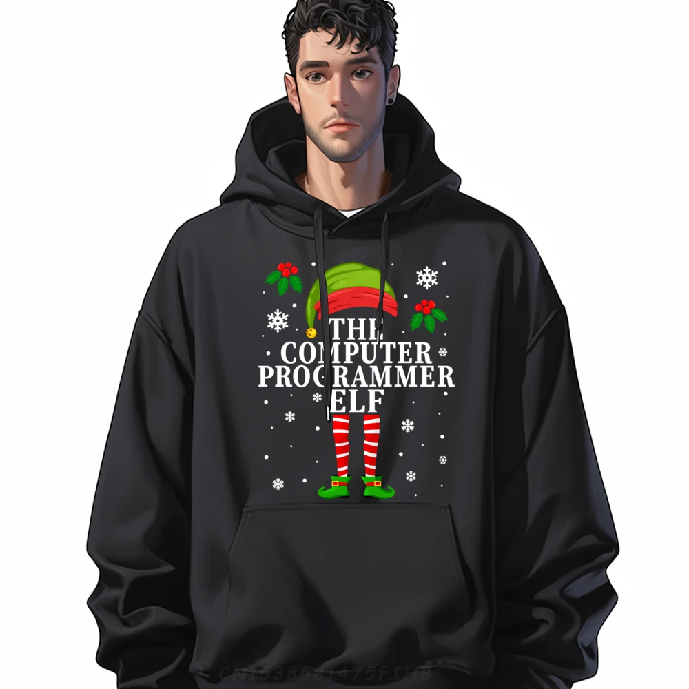 

The Computer Programmer Elf Christmas Matching Hoodie Men Polyester Autumn Sweatshirts Birthday