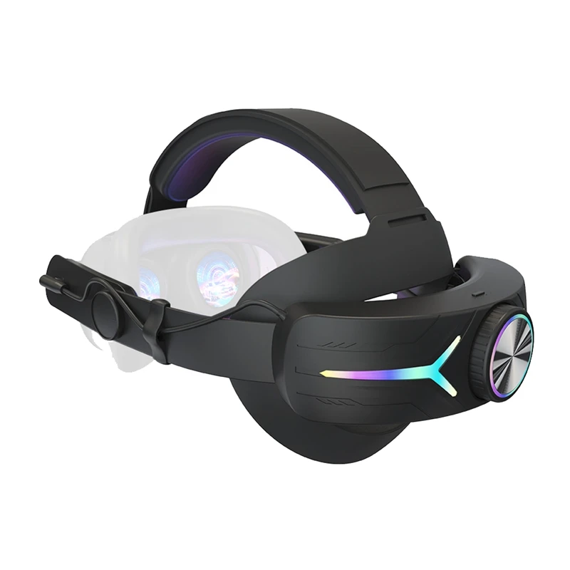 

Elite Head Strap With RGB Light For Meta Quest 3 VR Accessories+8000Mah Battery Comfortable Head Strap