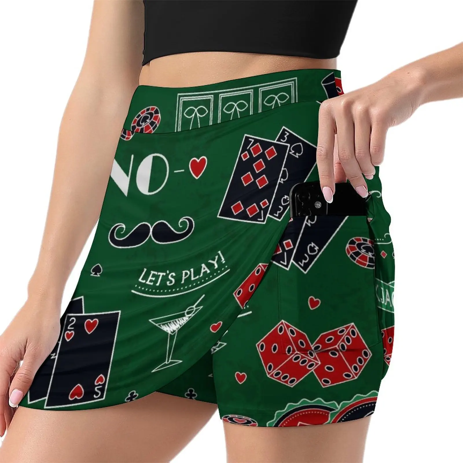 Casino theme. Gambling symbols. Mini Skirt festival outfit women Women's summer skirt