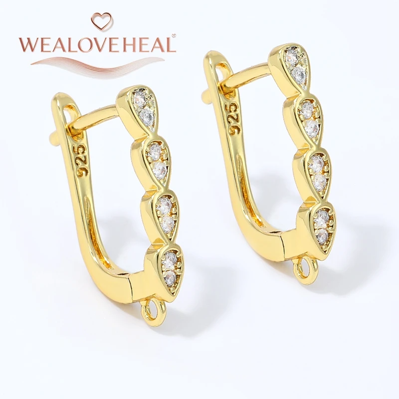 schmuckherstellung zubehör, 18K Vergoldete Messing-Ohrringhaken mit Mehrfach-Tropfenform, Micro-Pavé-CZ und Öse für DIY-Hängeohrringe, Schmuckherstellungszubehör – Detail 19