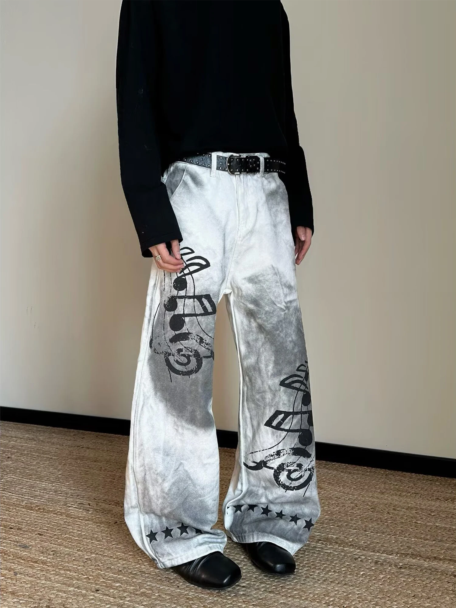 

Джинсы свободного кроя с американским принтом, весенние, в стиле High Street Fashion, повседневные длинные брюки, винтажные, в стиле хип-хоп