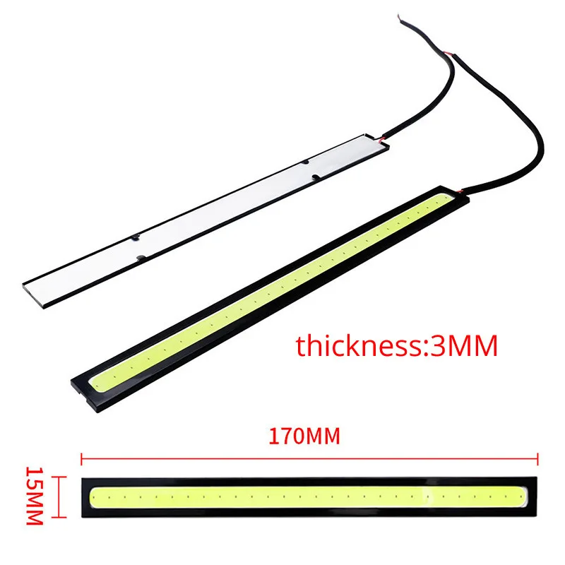 4/2X Thin Bright LED COB Strip DC 12V DRL Lamp Day Time Running Driving Lamp for Auto Car Side Light Fog Light Waterproof White