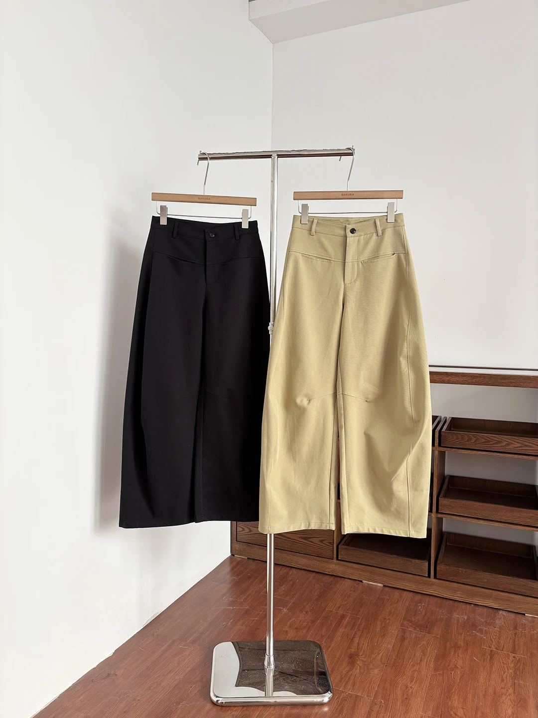 

Женские брюки с высокой талией и широкими штанинами, повседневный стиль, черные/хаки, весна 2026, новая корейская версия, утягивающие, повседневные брюки