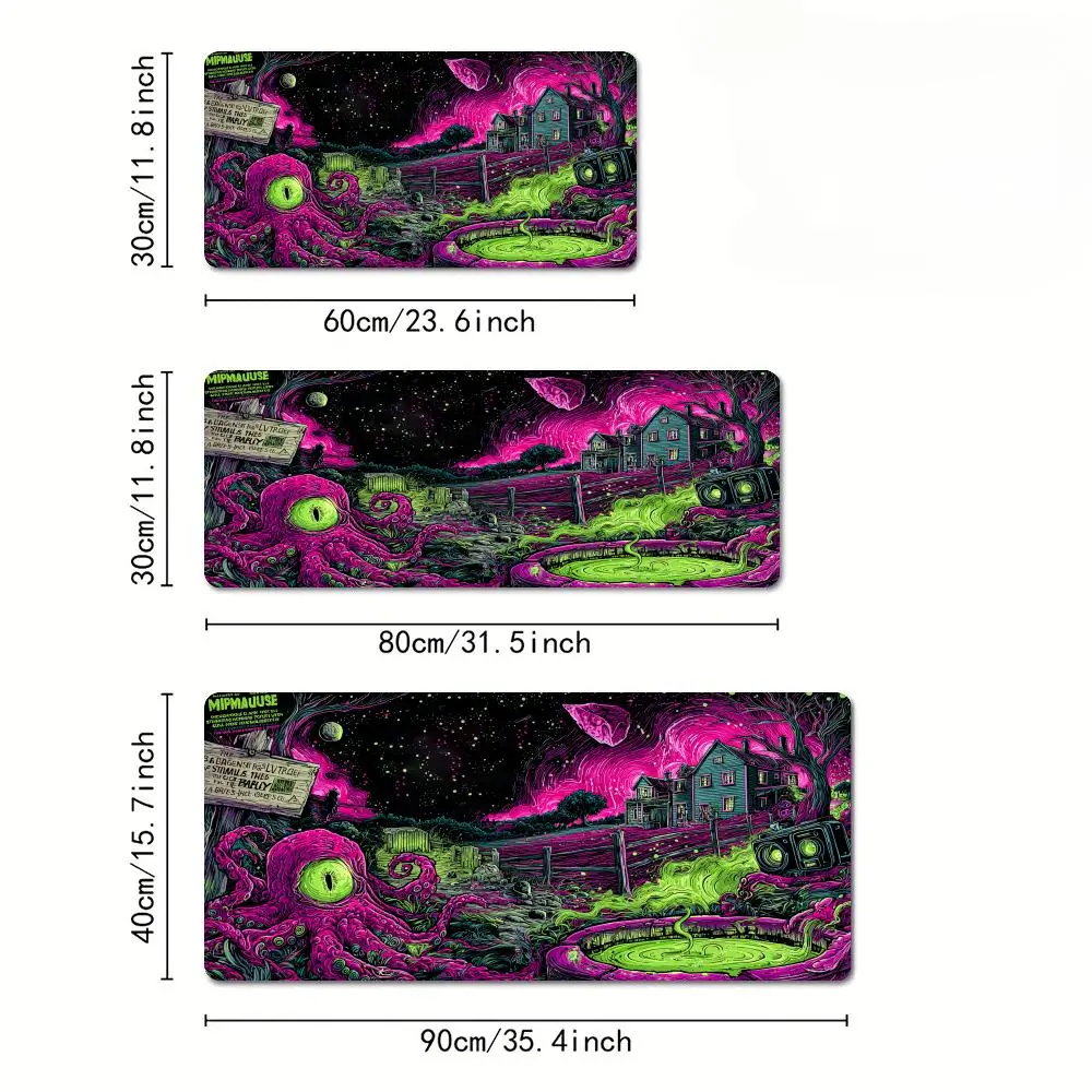 One-eyed octopus monster Mouse Pad Desk Mat with Stitched Edge XXL Mousepads Rubber Anti-slip Gamer Keyboard Rug Gaming Mats view 3
