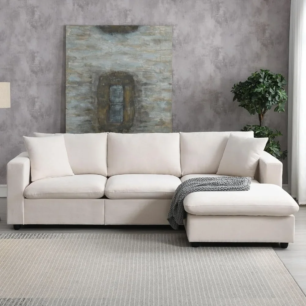 

100.4" Modular Sectional Sofa Cloud Couch for Living Room, Modern Convertible L Shaped Couch Set