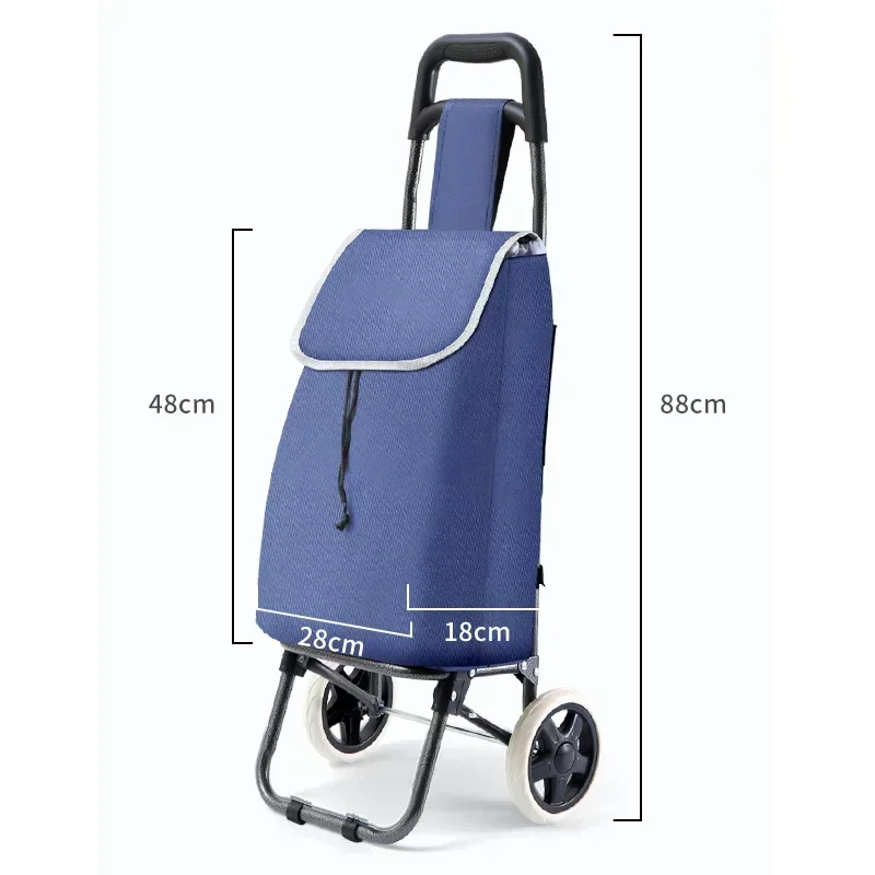 Folding Shopping Cart Waterproof Oxford Cloth Portable (with Wheels) Small Handy Grocery Trolley Storage Bag