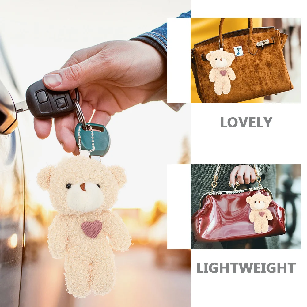 

2Pcs Bear Keychain Pendant Cute Stuffed Animal Charm Handbag Backpack Hanging Accessory Stuffed Animal Keychain Charm