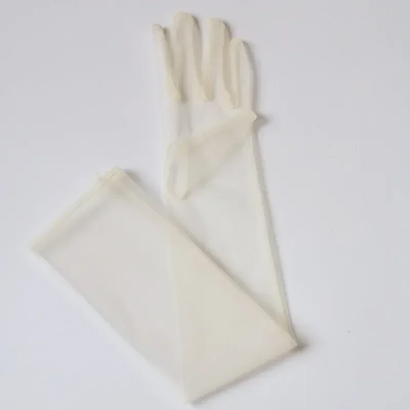 Transparent Sunscreen Glove Retro Mitten Touch Screen Gloves Women Ultra Thin Gloves Tulle Elbow Long Wedding Bride Dress Gloves