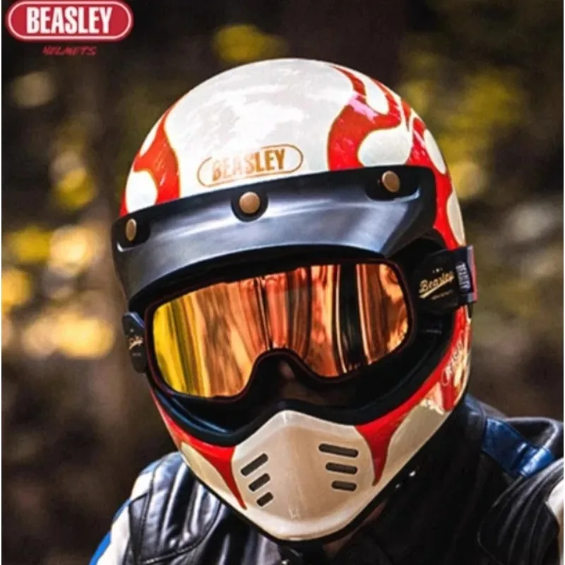 Casco Integral Vintage Beasley para Motocicleta, Casco Jet para Moto, Todas las Estaciones, Homologado por DOT y ECE
