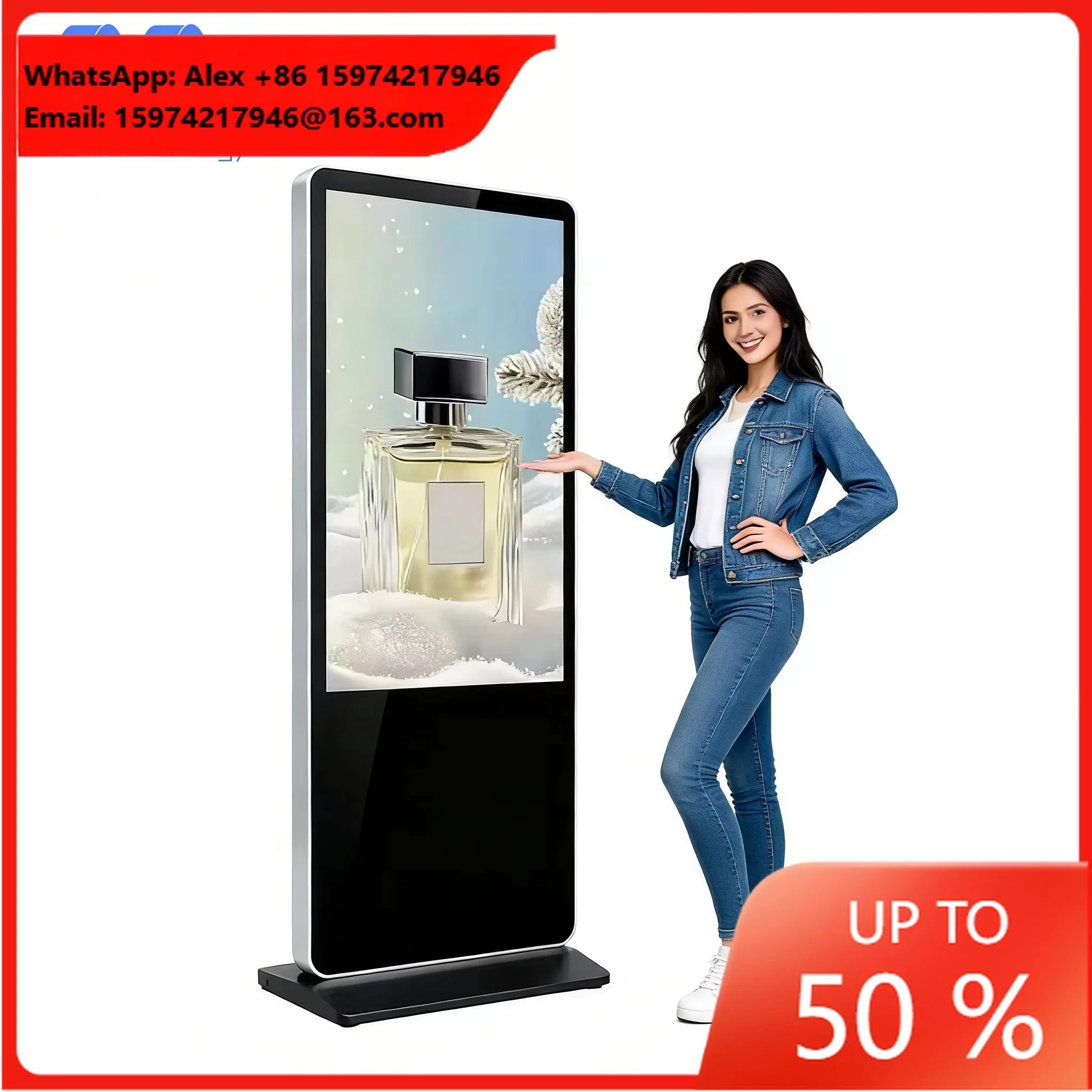MIDA 4K Touch Screen LCD Digital Signage Floor Standing Advertising Player Android 13 Built-in Speaker Table Mount 55-Inch