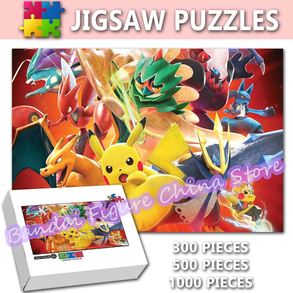 

Pokemon Ball Cartoon Jigsaw Puzzle 300/500/1000 Pieces Pikachu Diy Assembling Print Puzzle for Kids Decompress Educational Gfits