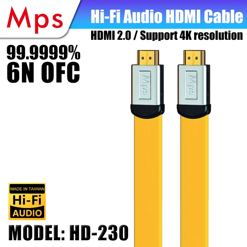 MPS HD-230 HiFi 99.9999% OFC 24K gold Plated Plug HDMI-compatible 2.0 4K 3D 24AWG HD 4K X 2K Audio Return Ethernet