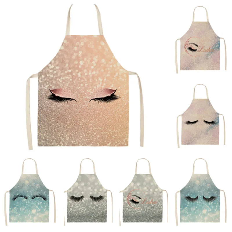 Hot Sale Ins Fashion Eyelash Apron Children\'s Painting Parent-child Kitchen Cooking Apron Clean Baking Anti-fouling Linen Apron