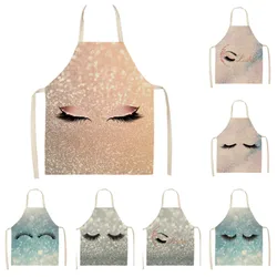 Hot Sale Ins Fashion Eyelash Apron Children's Painting Parent-child Kitchen Cooking Apron Clean Baking Anti-fouling Linen Apron