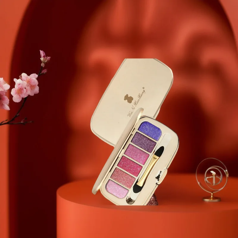 

Starry Sky 6-color Eyeshadow Palette, Peach Blossom Makeup, Long-lasting Color, Multi-color Pearlescent Fine Shimmering