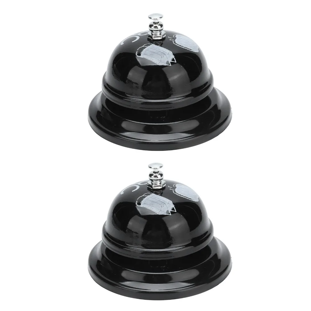 2 PCS Stainless Steel Service Bell Black Clear Sound Call Bell Polished Finish Nonslip Base Ring Bell