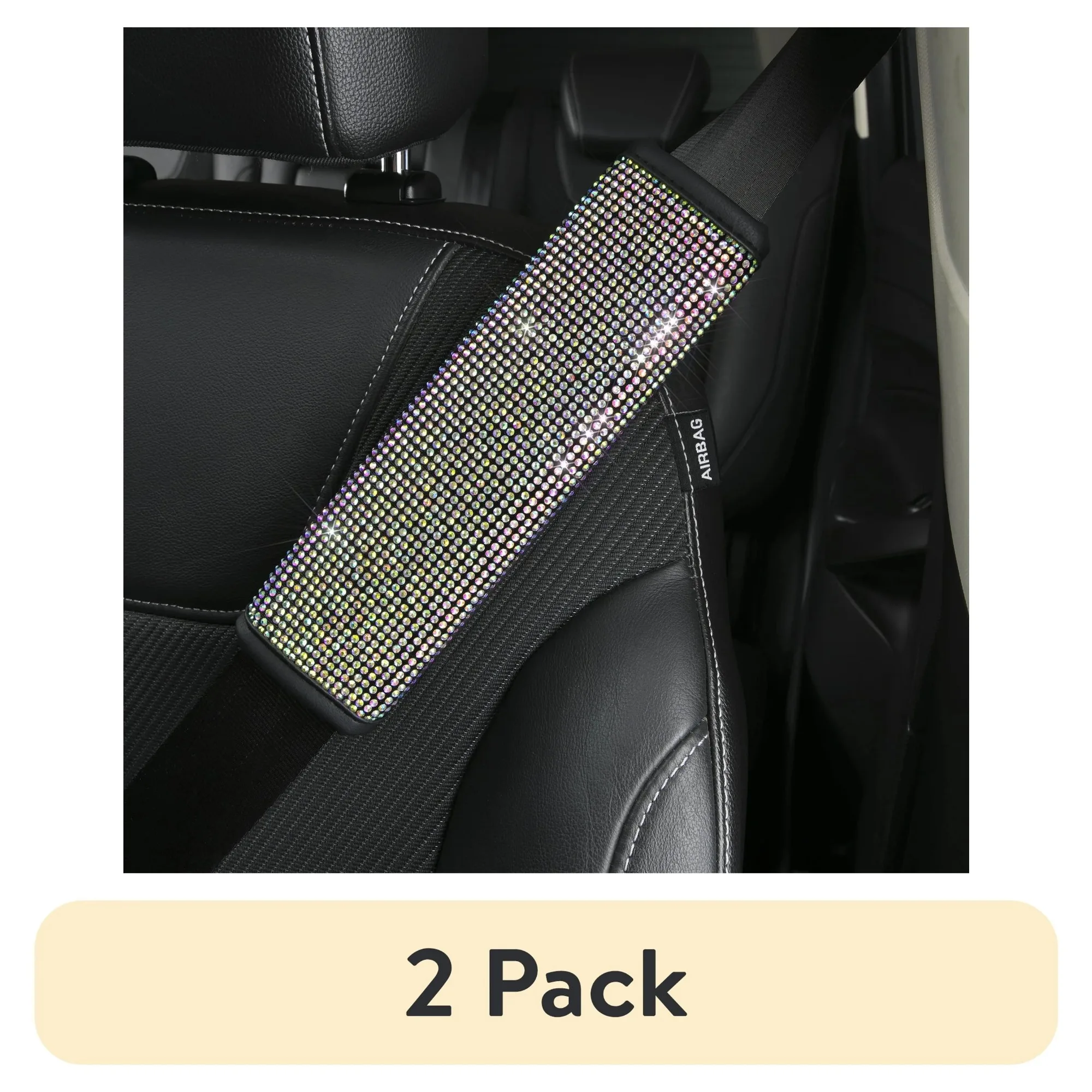 

(2 шт.) Универсальный чехол на ремень безопасности с переливающимися кристаллами, подходит для автомобиля, грузовика, внедорожника, самолета, набор из 1 шт.