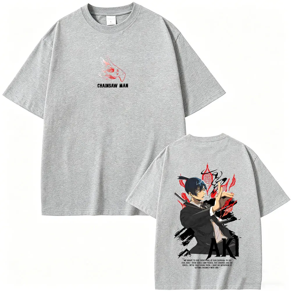 Anime Chainsaw Man T-shirt Hayakawa Aki Summon Kon Fox Devil Graphic T Shirts Men Women Clothing Casual Cartoon Manga T-shirts