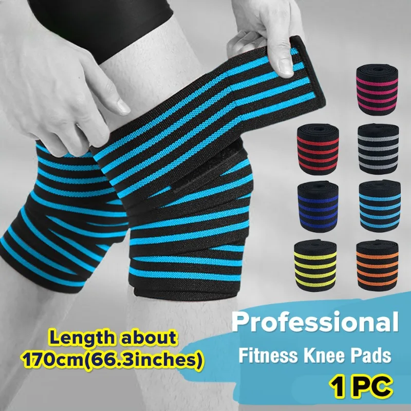 1PC 170cm Kneepad Bandage Compression Braces Sports Knees Wraps Straps for Gym Workout Weightlifting Fitness Squats Training