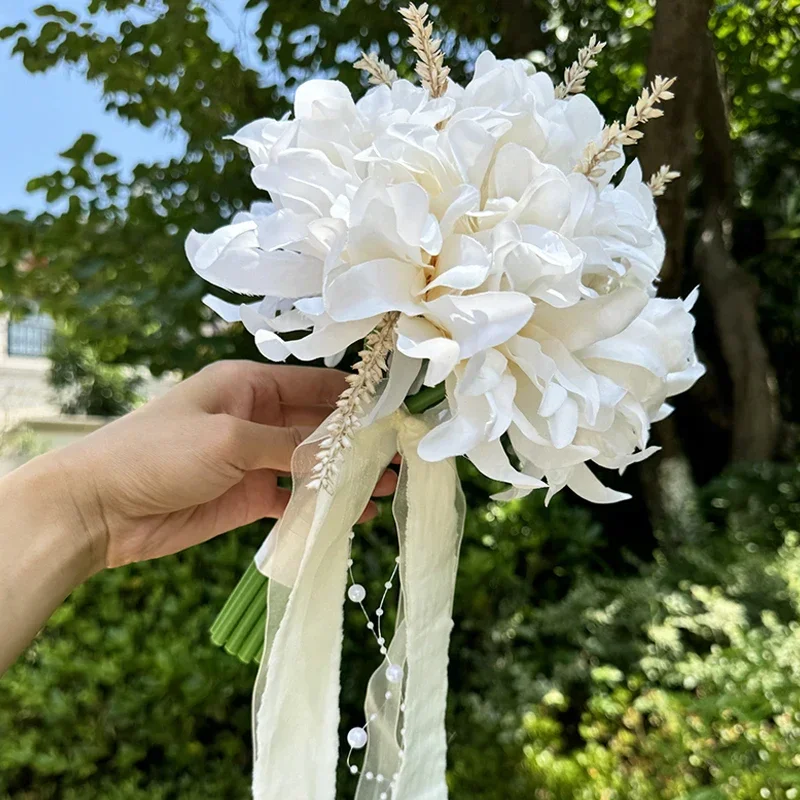 Buquê de noiva para casamento, buquê boêmio artificial de trigo e semente de lótus, buquê decorativo para casamento, dia dos namorados, 1 peça