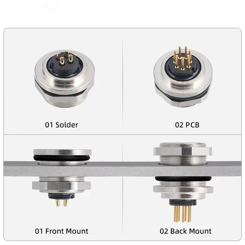 M9 IP67 Aviation Plug PCB Male Female Panel Mount Back Mount Socket Waterproof Connector 2 3 4 5 6 8 Pin