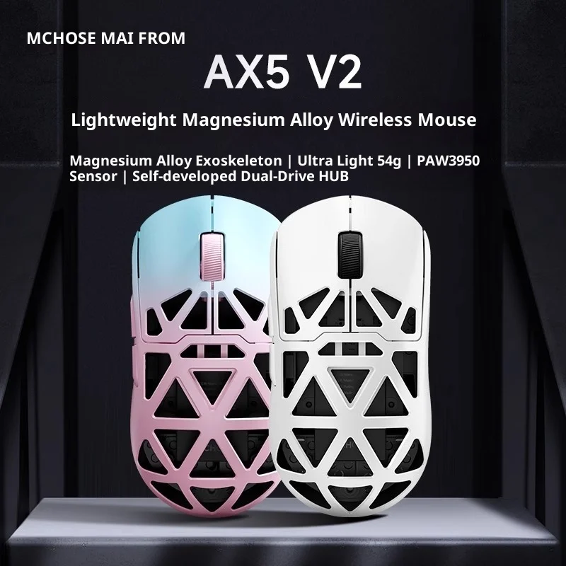 

Hot Mchose Takes The Lead From Ax5 V2 Magnesium Alloy Wireless Mouse Live Game Bluetooth Three-Mode Paw3950 Lightweight Gifts
