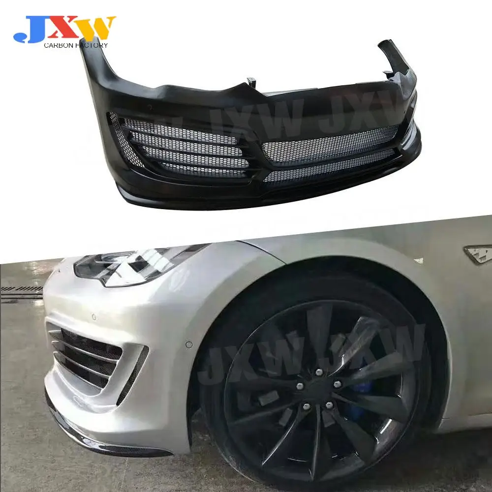 

FRP unpainted Front Bumper For Tesla Model S Sedan 4 Door 2017-2019 Head Bumper Body Kit Car Styling