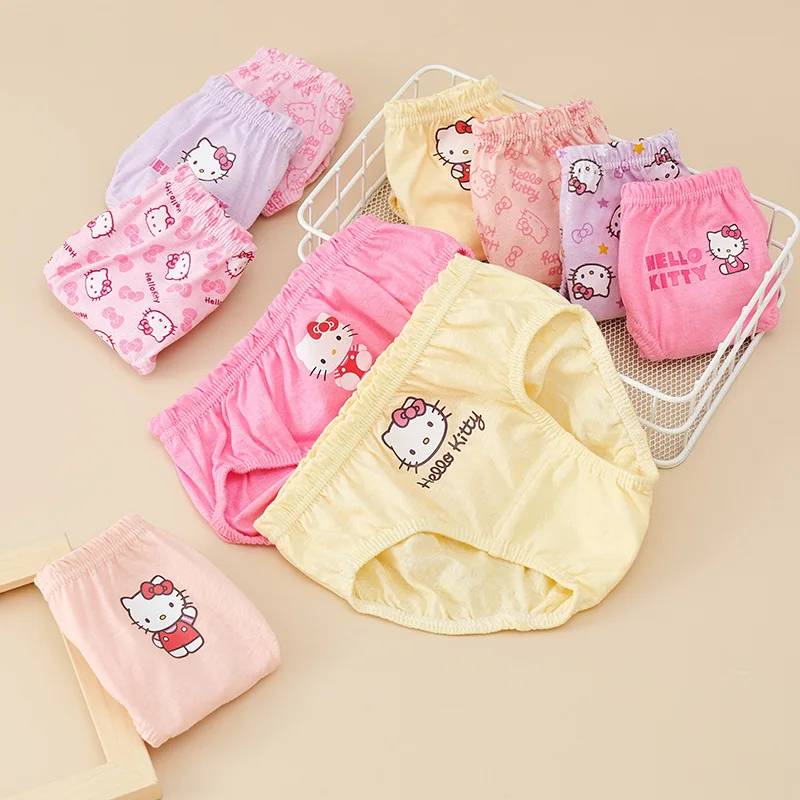 5Pcs/lot Anime Sanrio Girl 100%pure Cotton Underwear Hello Kitty Clothes Kuromi Melody Triangles Shorts Girl Breathable Panties