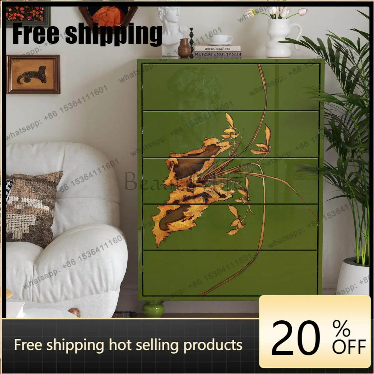 jj5 Light luxury painted entrance entrance partition cabinet living room solid wood storage side cabinet