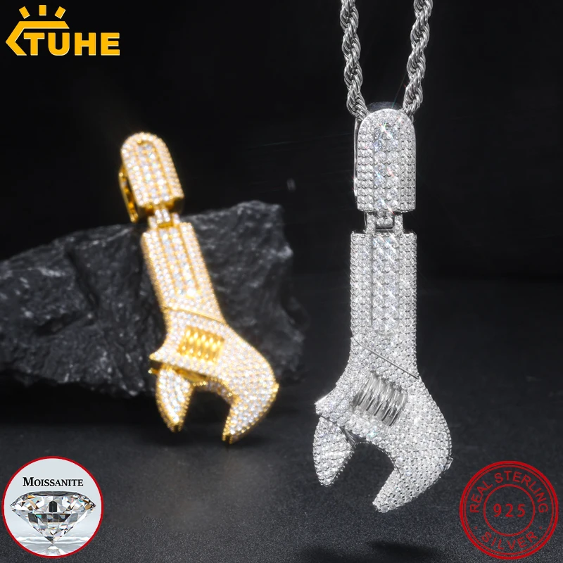 

TUHE High Quality Tool Wrench Pendant Iced Out For Men Hip Hop Jewelry Gifts Accessories