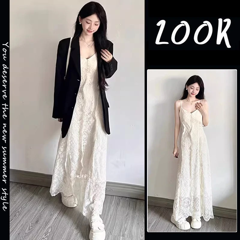 

Korean Style Slimming Lace Blouse And High Waist Skirt Two Piece Set Fashionable Elegant Autumn Wear for Women