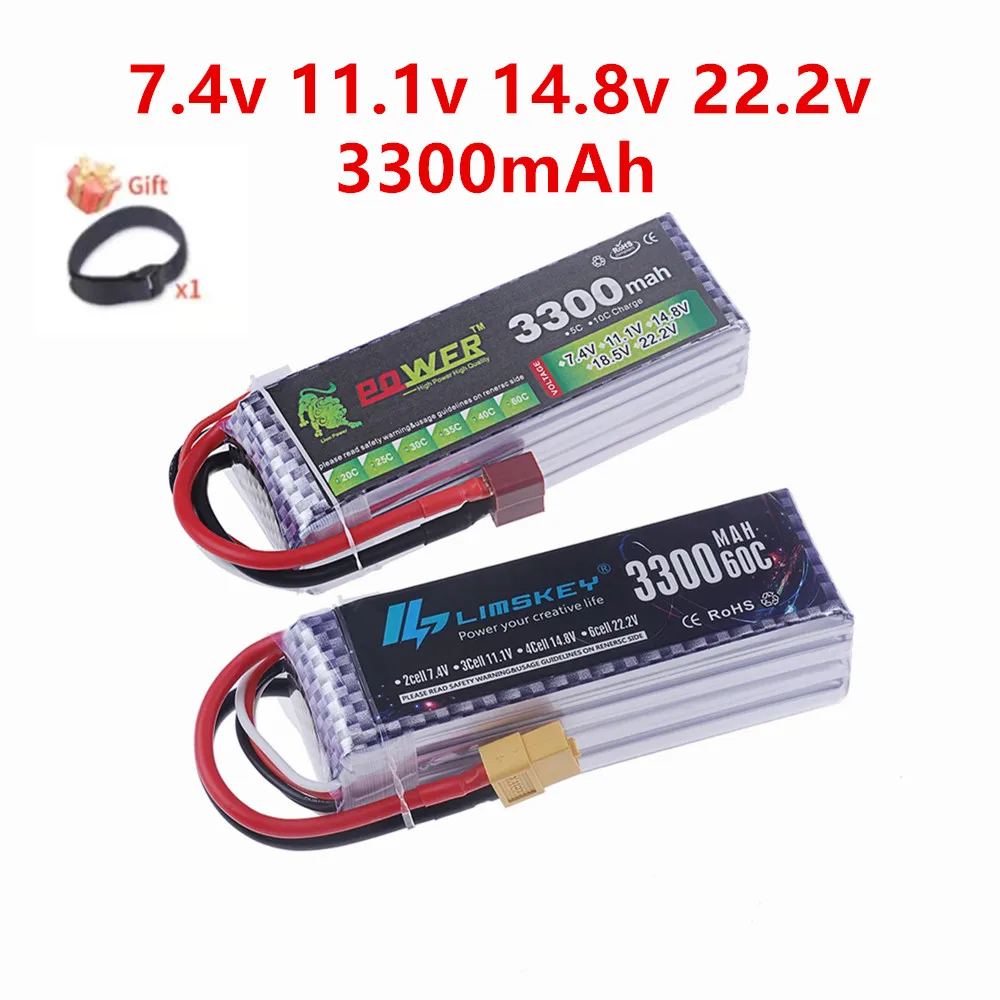 3300MAH 60C 7.4V 11.1V 14.8V 22.2V يبو بطارية ل RC سيارة الطائرة بدون طيار كوادكوبتر قارب 2S 3S 4S 6S بطارية قابلة للشحن مع T/XT60