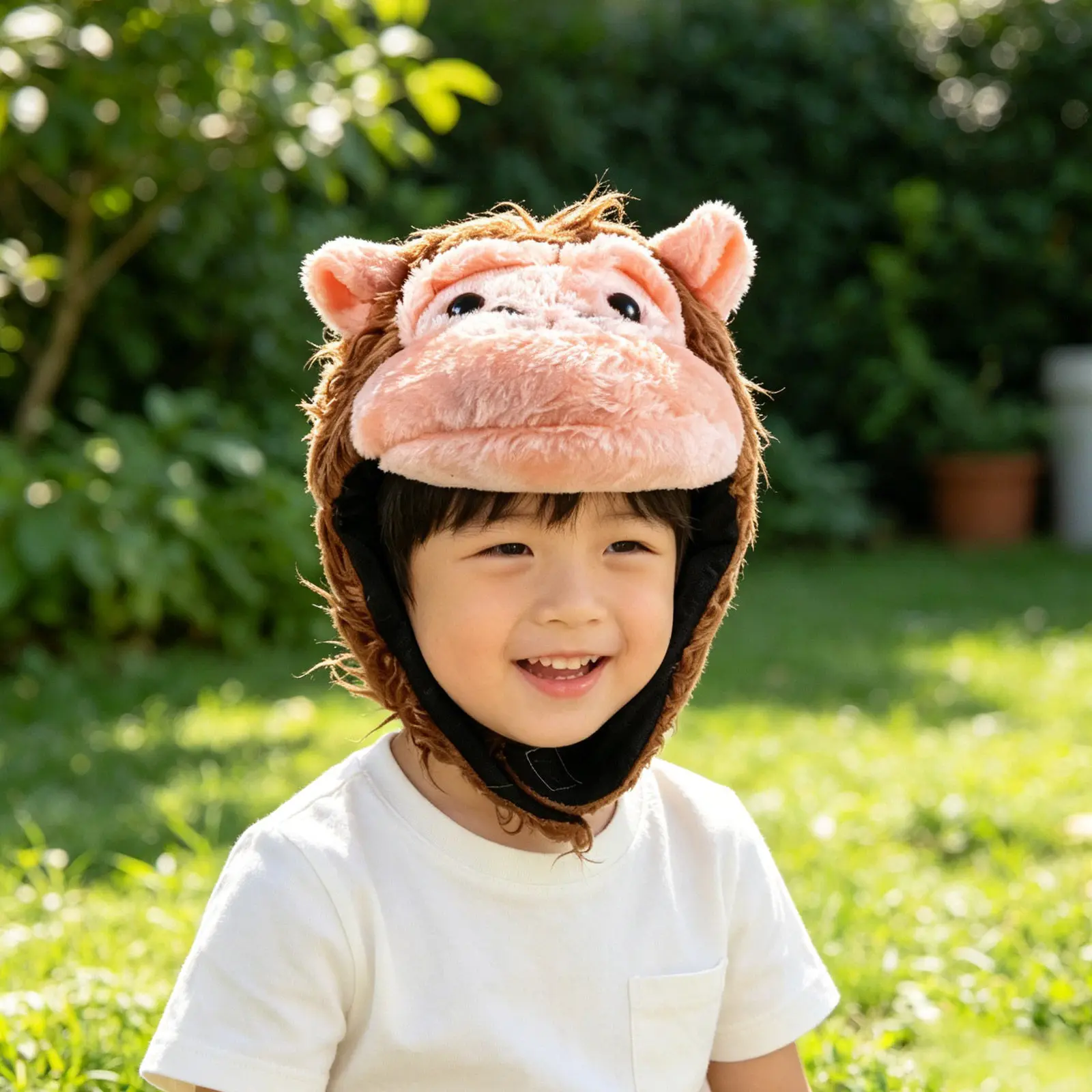 Children Monkey Animal Hat Soft Cartoon Costume Headpiece for Carnival Dress-Up Halloween Party Events Role Play Cap
