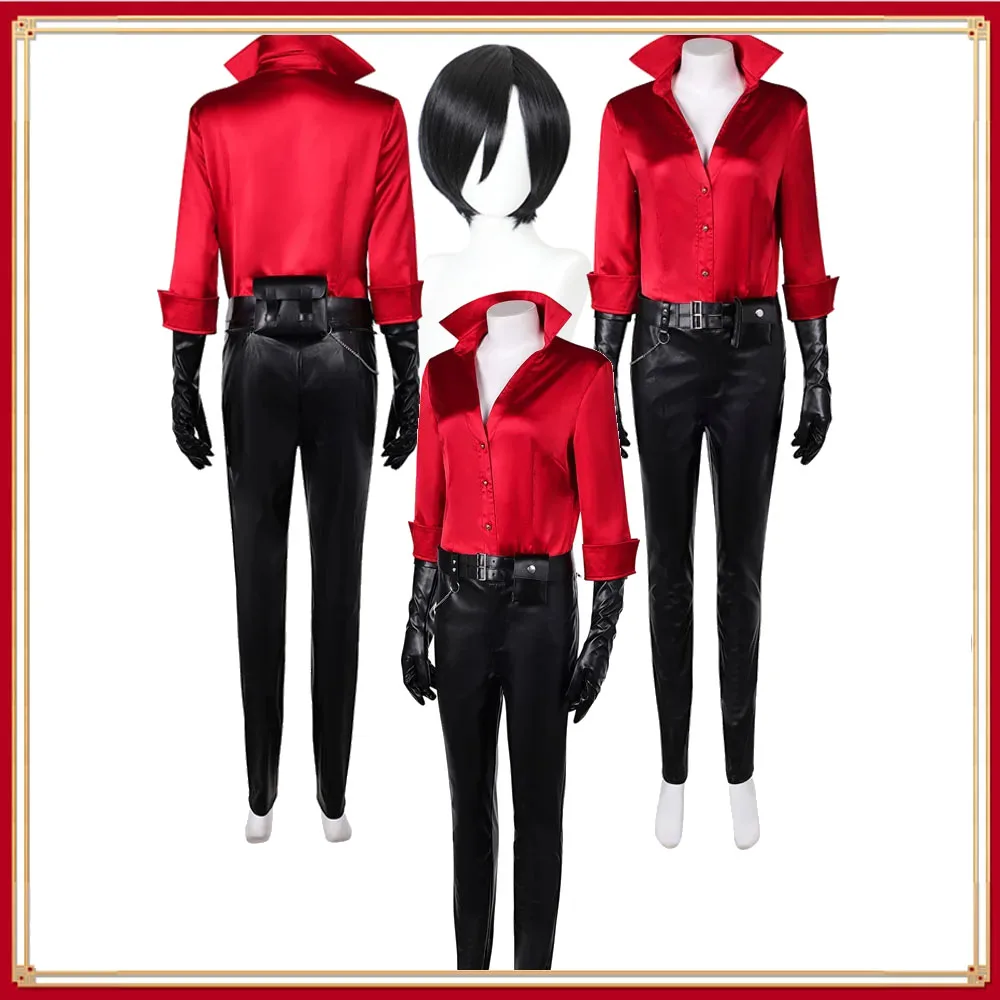 Fantasia Ada Wong Cosplay Costume Carnival Party Suit Game Shirt Pants Belt Gloves Wig Outfits Halloween Adult Women Disguise