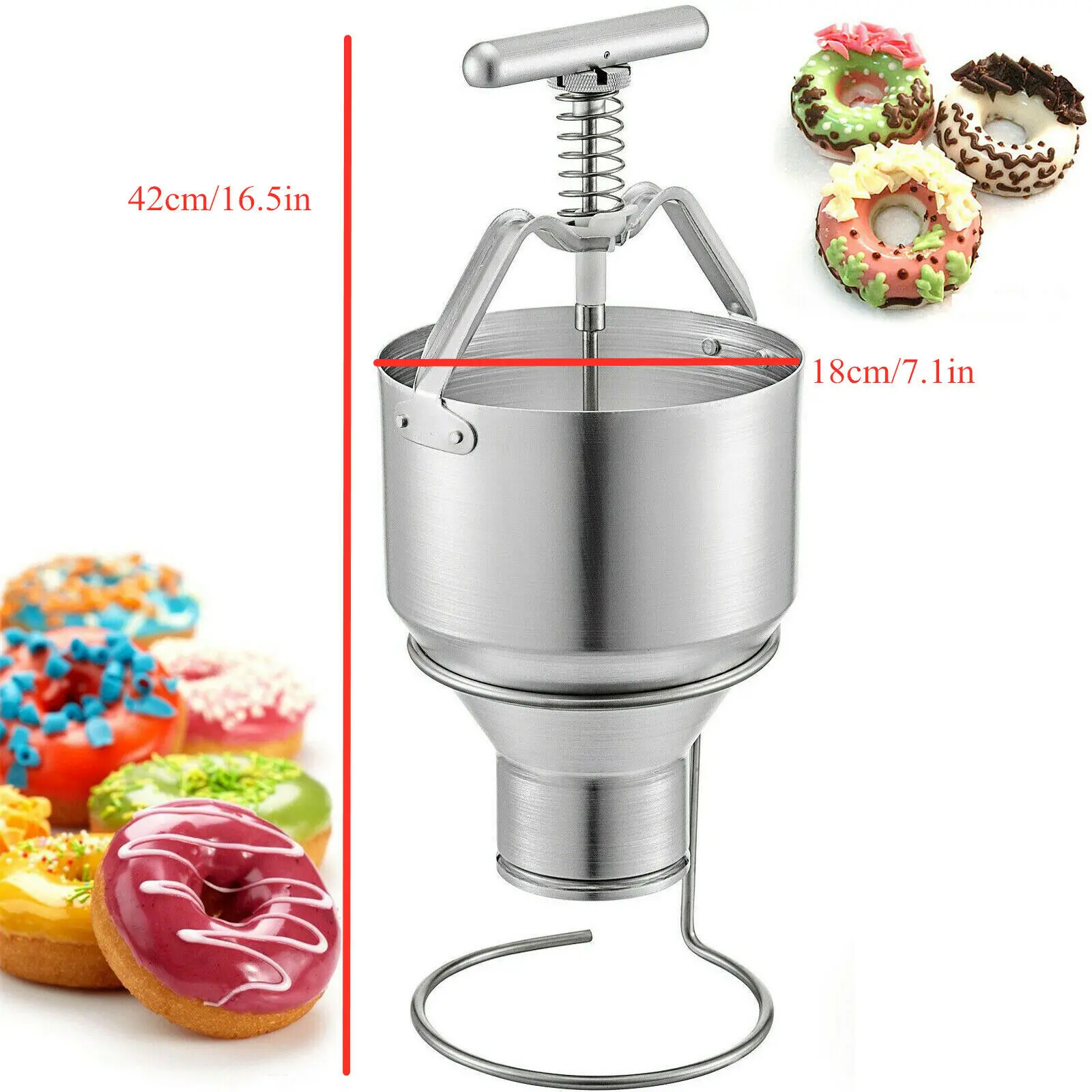 5L Mini Professional Manual Donut Depositor Kitchen Donut Dispenser Hopper 50-90mm With Stand Aluminum DIY Tool