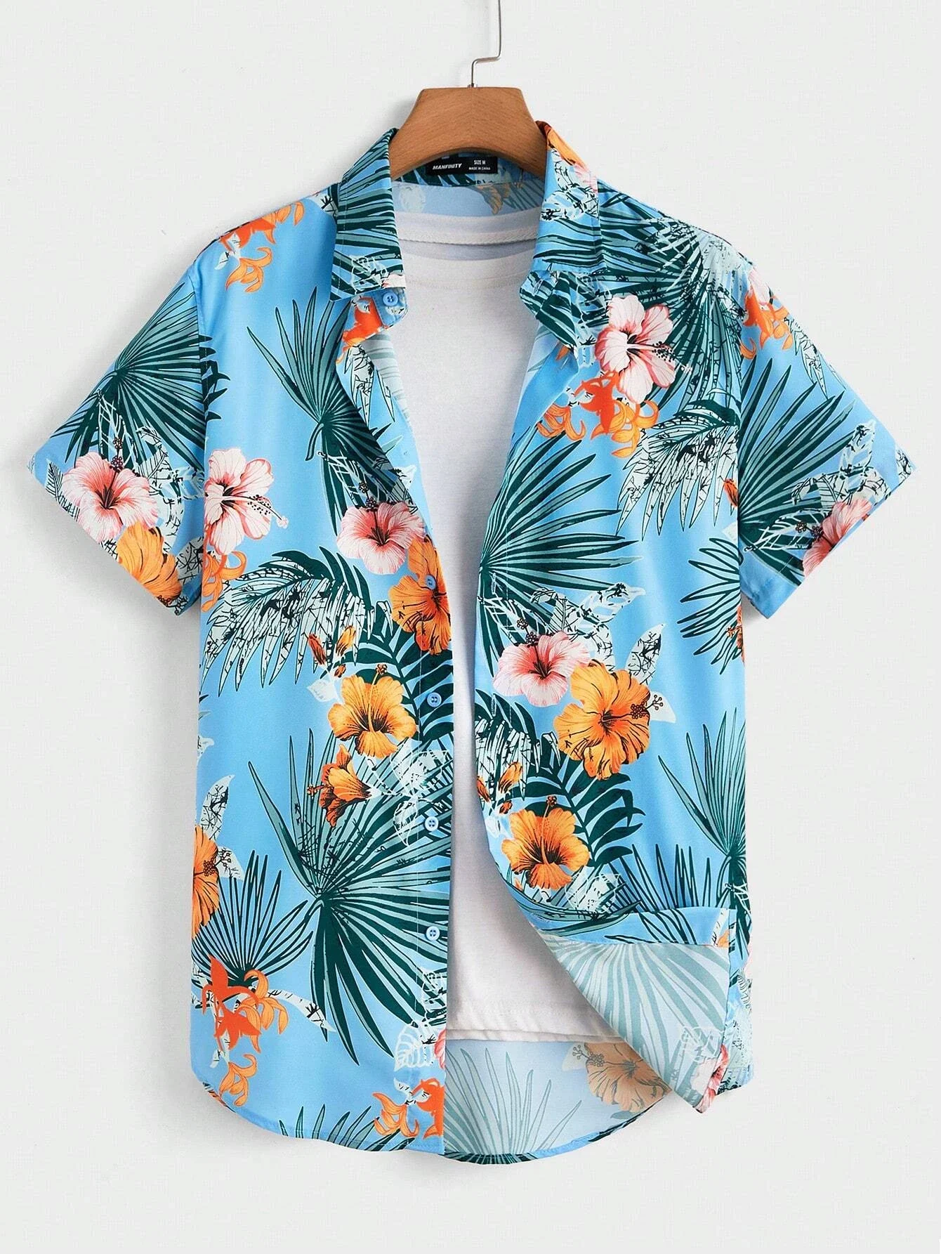 Camisas casuales con estampado floral de plantas para hombres y mujeres, camisas de manga corta, tops de manga corta con botones personalizados a la moda