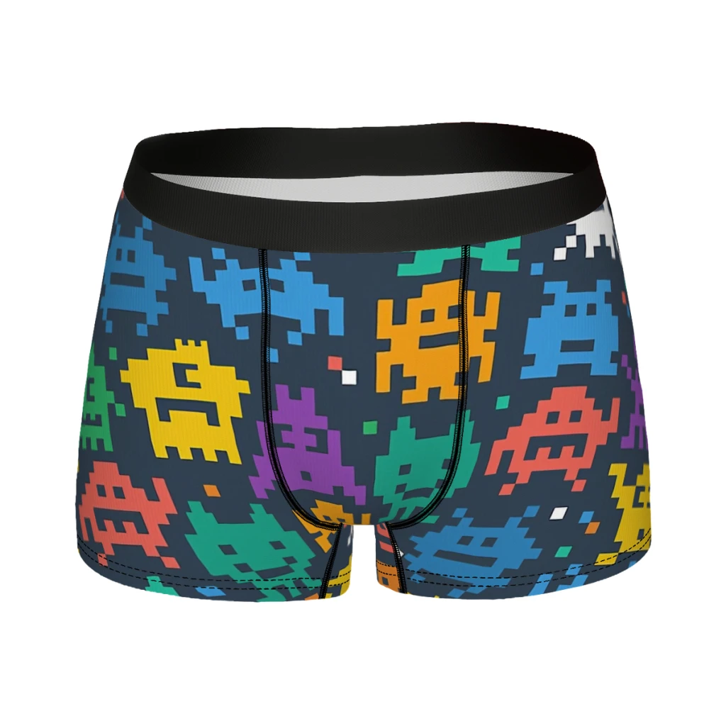 Pixelated Retro Space Space Invaders Anime Underpants Homme Panties Men's Underwear Comfortable Shorts Boxer Briefs