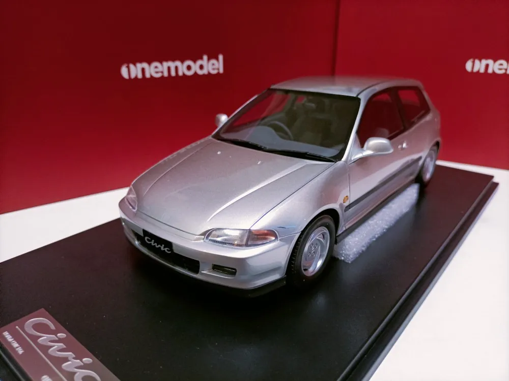 Onemodel 1:18 Civic Type R EG6 Silver JDM Simulation Limited Edition Resin Metal Static Car Model Toy Gift