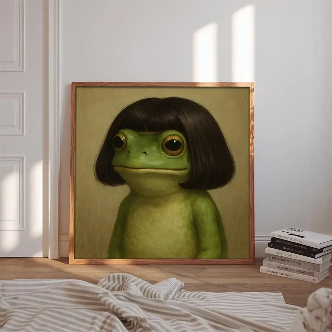 Whimsical Frog Portrait Canvas Print: Funny Animal Wall Art image 4