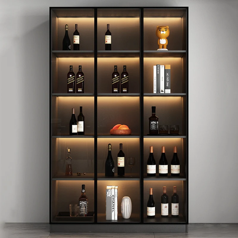 Simple Storage Closet Liquor Bar Exterior Wine Rack Furniture Showcase Glass Display Cabinet Drinks Home Weinregal Luxury Corner