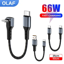 0.25m/0.5m Short USB C Cable PD 66W USB Type C Fast Charging Data Cable 90° Elbow USB Type C Cable For iPhone 15 Power Bank Wire